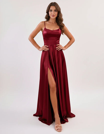 Satin Spaghetti Strap Scoop Neck A-Line Maxi Dress for Party, Cocktail, Evening, Wedding Guest, Bridesmaid & Summer Events, f | SKU: LMD-583741926184527-BURGUNDY-L,LMD-583741926184527-BURGUNDY-M,LMD-583741926184527-BURGUNDY-S,LMD-583741926184527-BURGUNDY-XL,LMD-583741926184527-BURGUNDY-XS