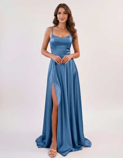 Satin Spaghetti Strap Scoop Neck A-Line Maxi Dress for Party, Cocktail, Evening, Wedding Guest, Bridesmaid & Summer Events, f | SKU: LMD-583741926184527-DUSTYBLUE-L,LMD-583741926184527-DUSTYBLUE-M,LMD-583741926184527-DUSTYBLUE-S,LMD-583741926184527-DUSTYBLUE-XL,LMD-583741926184527-DUSTYBLUE-XS