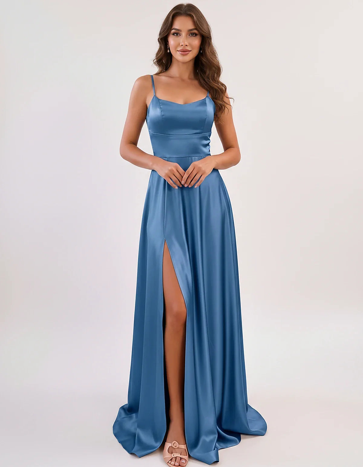 Satin Spaghetti Strap Scoop Neck A-Line Maxi Dress for Party, Cocktail, Evening, Wedding Guest, Bridesmaid & Summer Events, f | SKU: LMD-583741926184527-DUSTYBLUE-L,LMD-583741926184527-DUSTYBLUE-M,LMD-583741926184527-DUSTYBLUE-S,LMD-583741926184527-DUSTYBLUE-XL,LMD-583741926184527-DUSTYBLUE-XS
