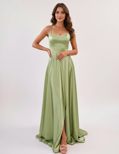 Satin Spaghetti Strap Scoop Neck A-Line Maxi Dress for Party, Cocktail, Evening, Wedding Guest, Bridesmaid & Summer Events, f | SKU: LMD-583741926184527-SAGE-L,LMD-583741926184527-SAGE-M,LMD-583741926184527-SAGE-S,LMD-583741926184527-SAGE-XL,LMD-583741926184527-SAGE-XS