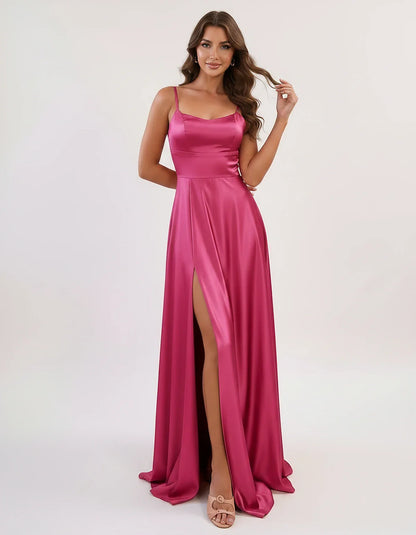 Satin Spaghetti Strap Scoop Neck A-Line Maxi Dress for Party, Cocktail, Evening, Wedding Guest, Bridesmaid & Summer Events, f | SKU: LMD-583741926184527-FUCHSIA-L,LMD-583741926184527-FUCHSIA-M,LMD-583741926184527-FUCHSIA-S,LMD-583741926184527-FUCHSIA-XL,LMD-583741926184527-FUCHSIA-XS