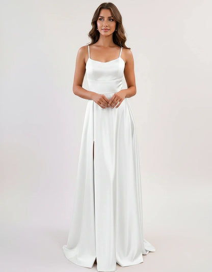 Satin Spaghetti Strap Scoop Neck A-Line Maxi Dress for Party, Cocktail, Evening, Wedding Guest, Bridesmaid & Summer Events, f | SKU: LMD-583741926184527-WHITE-L,LMD-583741926184527-WHITE-M,LMD-583741926184527-WHITE-S,LMD-583741926184527-WHITE-XL,LMD-583741926184527-WHITE-XS