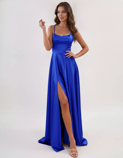 Satin Spaghetti Strap Scoop Neck A-Line Maxi Dress for Party, Cocktail, Evening, Wedding Guest, Bridesmaid & Summer Events, f | SKU: LMD-583741926184527-ROYALBLUE-L,LMD-583741926184527-ROYALBLUE-M,LMD-583741926184527-ROYALBLUE-S,LMD-583741926184527-ROYALBLUE-XL,LMD-583741926184527-ROYALBLUE-XS