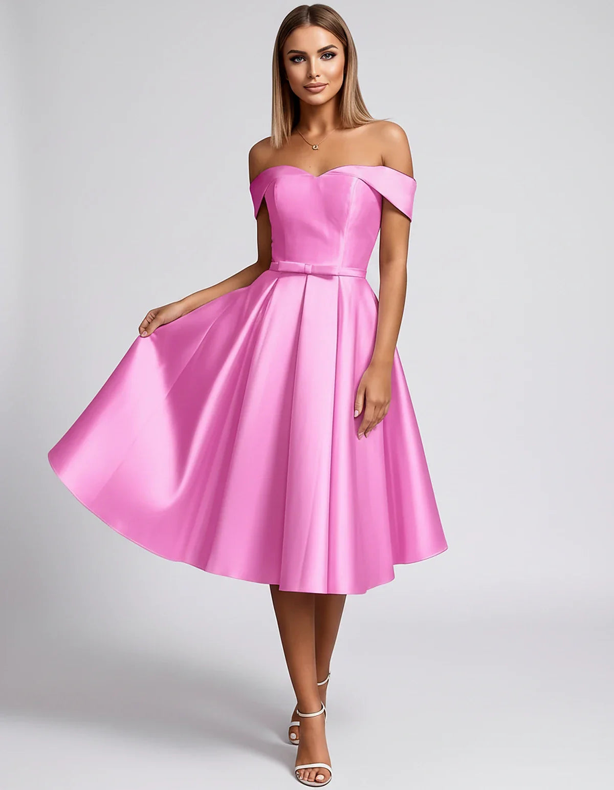 Satin Off-the-Shoulder Sweetheart A-Line Midi Dress with Pockets for Party, Cocktail, Evening, Wedding Guest & Summer Events, | SKU: LMD-584730196284715-LILAC-L,LMD-584730196284715-LILAC-M,LMD-584730196284715-LILAC-S,LMD-584730196284715-LILAC-XL,LMD-584730196284715-LILAC-XS