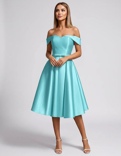 Satin Off-the-Shoulder Sweetheart A-Line Midi Dress with Pockets for Party, Cocktail, Evening, Wedding Guest & Summer Events, | SKU: LMD-584730196284715-AQUA-L,LMD-584730196284715-AQUA-M,LMD-584730196284715-AQUA-S,LMD-584730196284715-AQUA-XL,LMD-584730196284715-AQUA-XS