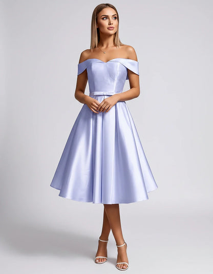 Satin Off-the-Shoulder Sweetheart A-Line Midi Dress with Pockets for Party, Cocktail, Evening, Wedding Guest & Summer Events, | SKU: LMD-584730196284715-LAVENDER-L,LMD-584730196284715-LAVENDER-M,LMD-584730196284715-LAVENDER-S,LMD-584730196284715-LAVENDER-XL,LMD-584730196284715-LAVENDER-XS
