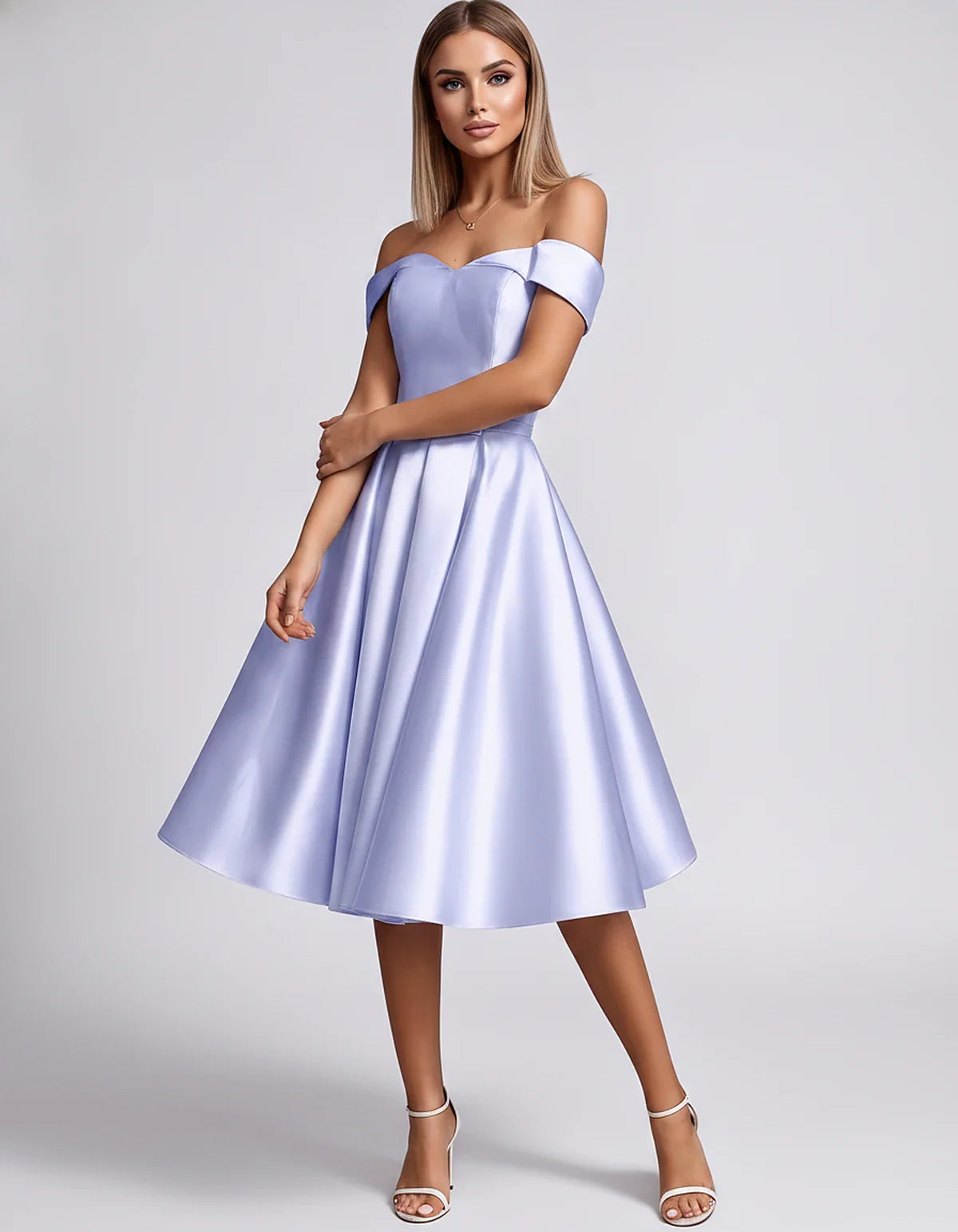 Satin Off-the-Shoulder Sweetheart A-Line Midi Dress with Pockets for Party, Cocktail, Evening, Wedding Guest & Summer Events, | SKU: LMD-584730196284715-LAVENDER-L,LMD-584730196284715-LAVENDER-M,LMD-584730196284715-LAVENDER-S,LMD-584730196284715-LAVENDER-XL,LMD-584730196284715-LAVENDER-XS
