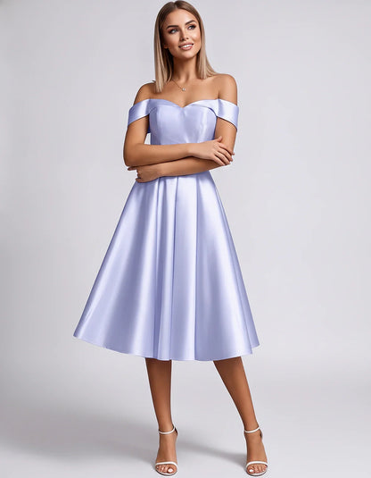 Satin Off-the-Shoulder Sweetheart A-Line Midi Dress with Pockets for Party, Cocktail, Evening, Wedding Guest & Summer Events, | SKU: LMD-584730196284715-LAVENDER-L,LMD-584730196284715-LAVENDER-M,LMD-584730196284715-LAVENDER-S,LMD-584730196284715-LAVENDER-XL,LMD-584730196284715-LAVENDER-XS