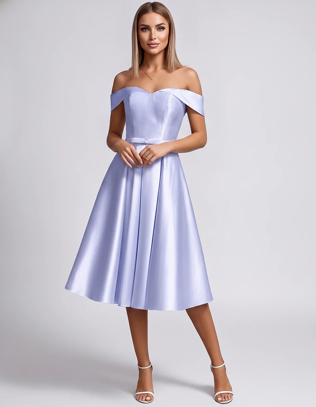 Satin Off-the-Shoulder Sweetheart A-Line Midi Dress with Pockets for Party, Cocktail, Evening, Wedding Guest & Summer Events, | SKU: LMD-584730196284715-LAVENDER-L,LMD-584730196284715-LAVENDER-M,LMD-584730196284715-LAVENDER-S,LMD-584730196284715-LAVENDER-XL,LMD-584730196284715-LAVENDER-XS