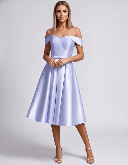 Satin Off-the-Shoulder Sweetheart A-Line Midi Dress with Pockets for Party, Cocktail, Evening, Wedding Guest & Summer Events, | SKU: LMD-584730196284715-LAVENDER-L,LMD-584730196284715-LAVENDER-M,LMD-584730196284715-LAVENDER-S,LMD-584730196284715-LAVENDER-XL,LMD-584730196284715-LAVENDER-XS