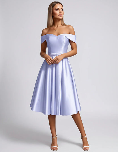 Satin Off-the-Shoulder Sweetheart A-Line Midi Dress with Pockets for Party, Cocktail, Evening, Wedding Guest & Summer Events, | SKU: LMD-584730196284715-LAVENDER-L,LMD-584730196284715-LAVENDER-M,LMD-584730196284715-LAVENDER-S,LMD-584730196284715-LAVENDER-XL,LMD-584730196284715-LAVENDER-XS
