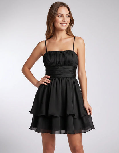 Polyester Tulle Sleeveless Strapless Fit & Flare Mini Dress for Party, Cocktail, Evening, Summer & Wedding Guest Occasions, f | SKU: LMD-582714930618475-BLACK-L,LMD-582714930618475-BLACK-M,LMD-582714930618475-BLACK-S,LMD-582714930618475-BLACK-XL,LMD-582714930618475-BLACK-XS