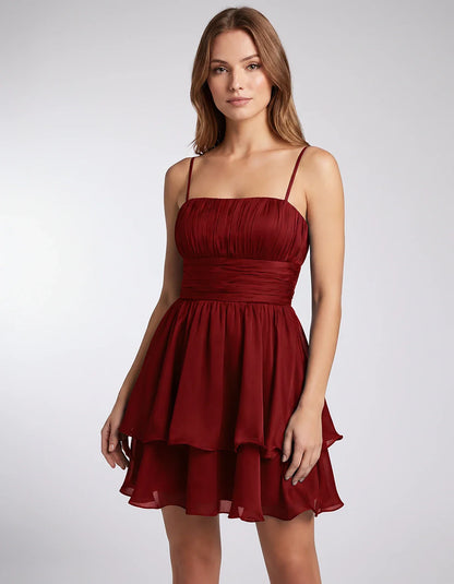 Polyester Tulle Sleeveless Strapless Fit & Flare Mini Dress for Party, Cocktail, Evening, Summer & Wedding Guest Occasions in