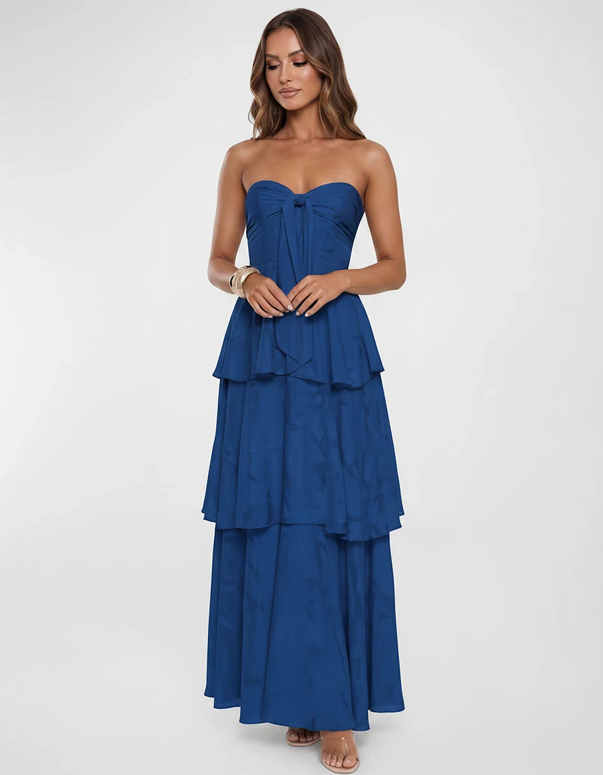Chiffon Blend Strapless Sweetheart Tiered A-Line Maxi Dress for Party, Cocktail, Evening, Wedding Guest & Summer Events, fron | SKU: LM-482716503914827-ROYALBLUE-L,LM-482716503914827-ROYALBLUE-M,LM-482716503914827-ROYALBLUE-S,LM-482716503914827-ROYALBLUE-XL,LM-482716503914827-ROYALBLUE-XS