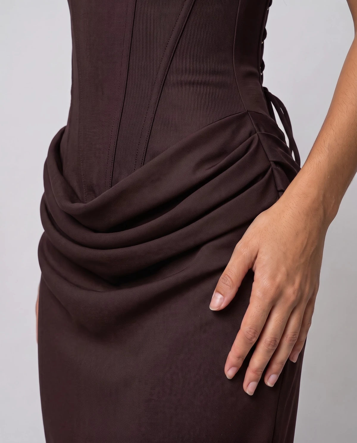 Lyonesse Maxi Dresses — Brown | SKU: RB-2b46d8-brown-XS,RB-2b46d8-brown-S,RB-2b46d8-brown-M,RB-2b46d8-brown-L