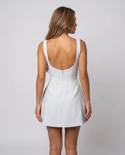 Lysmene Mini Dresses — White | SKU: RB-90845f-white-XS,RB-90845f-white-S,RB-90845f-white-M,RB-90845f-white-L