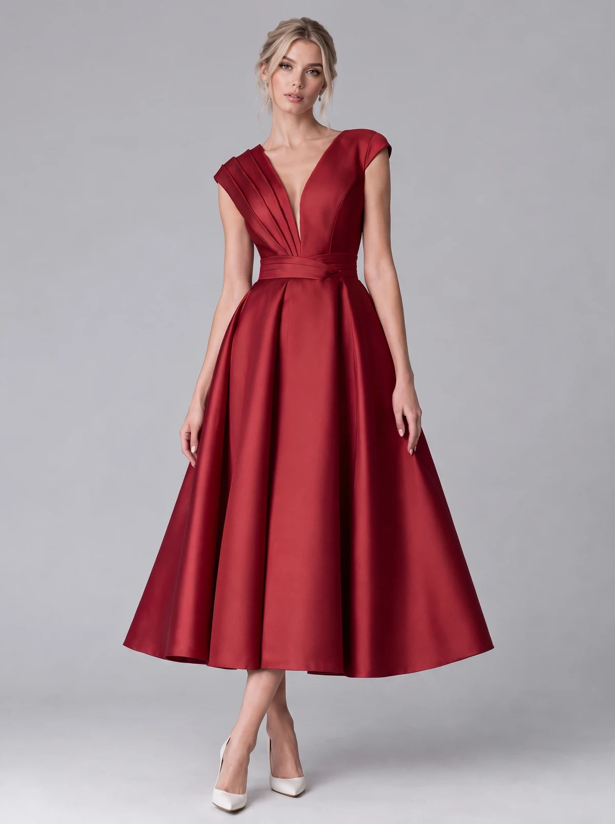 Madrigal Midi Dresses — Red