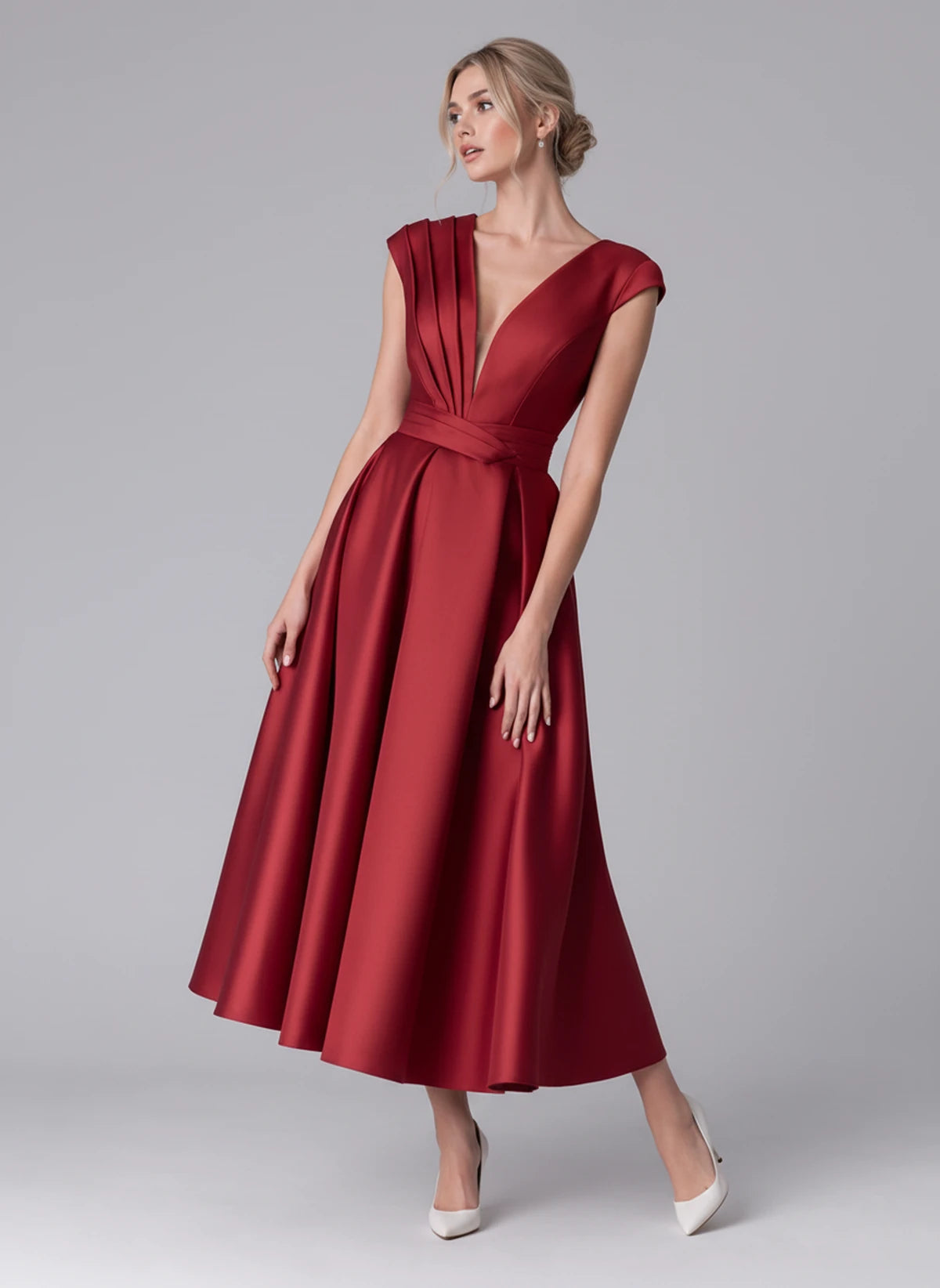 Madrigal Midi Dresses — Red | SKU: RB-e8c11e-red-2,RB-e8c11e-red-4,RB-e8c11e-red-6,RB-e8c11e-red-8,RB-e8c11e-red-10,RB-e8c11e-red-12,RB-e8c11e-red-14,RB-e8c11e-red-16,RB-e8c11e-red-16W,RB-e8c11e-red-18W,RB-e8c11e-red-20W,RB-e8c11e-red-22W