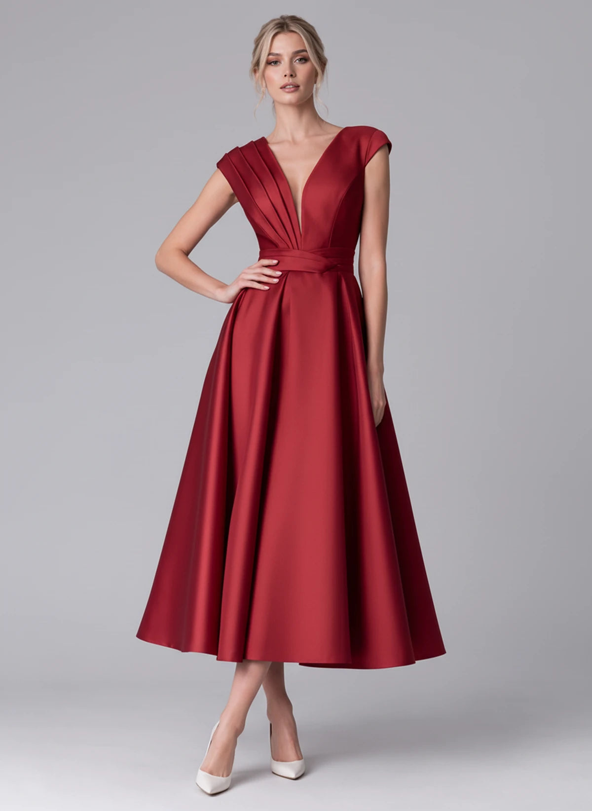 Madrigal Midi Dresses — Red | SKU: RB-e8c11e-red-2,RB-e8c11e-red-4,RB-e8c11e-red-6,RB-e8c11e-red-8,RB-e8c11e-red-10,RB-e8c11e-red-12,RB-e8c11e-red-14,RB-e8c11e-red-16,RB-e8c11e-red-16W,RB-e8c11e-red-18W,RB-e8c11e-red-20W,RB-e8c11e-red-22W