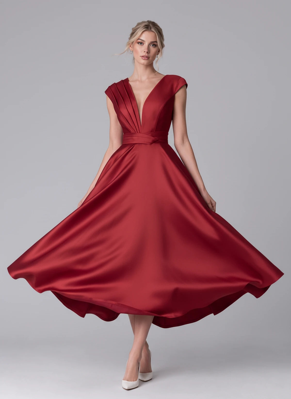 Madrigal Midi Dresses — Red | SKU: RB-e8c11e-red-2,RB-e8c11e-red-4,RB-e8c11e-red-6,RB-e8c11e-red-8,RB-e8c11e-red-10,RB-e8c11e-red-12,RB-e8c11e-red-14,RB-e8c11e-red-16,RB-e8c11e-red-16W,RB-e8c11e-red-18W,RB-e8c11e-red-20W,RB-e8c11e-red-22W