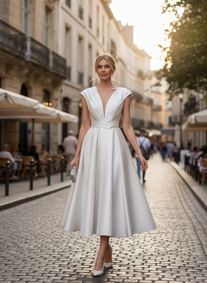 Madrigal Midi Dresses — White | SKU: RB-e8c11e-white-2,RB-e8c11e-white-4,RB-e8c11e-white-6,RB-e8c11e-white-8,RB-e8c11e-white-10,RB-e8c11e-white-12,RB-e8c11e-white-14,RB-e8c11e-white-16,RB-e8c11e-white-16W,RB-e8c11e-white-18W,RB-e8c11e-white-20W,RB-e8c11e-white-22W