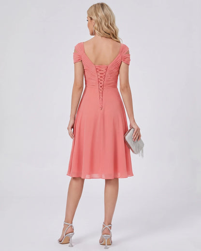 Maelys Midi Dresses — Coral | SKU: RB-25267f-coral-2,RB-25267f-coral-4,RB-25267f-coral-6,RB-25267f-coral-8,RB-25267f-coral-10,RB-25267f-coral-12,RB-25267f-coral-14,RB-25267f-coral-16,RB-25267f-coral-16W,RB-25267f-coral-18W,RB-25267f-coral-20W,RB-25267f-coral-22W