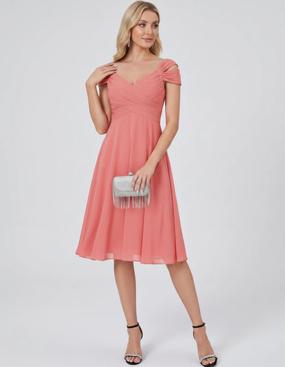 Maelys Midi Dresses — Coral | SKU: RB-25267f-coral-2,RB-25267f-coral-4,RB-25267f-coral-6,RB-25267f-coral-8,RB-25267f-coral-10,RB-25267f-coral-12,RB-25267f-coral-14,RB-25267f-coral-16,RB-25267f-coral-16W,RB-25267f-coral-18W,RB-25267f-coral-20W,RB-25267f-coral-22W