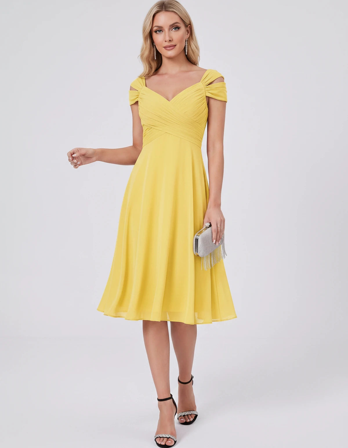 Maelys Midi Dresses — Yellow | SKU: RB-25267f-yellow-2,RB-25267f-yellow-4,RB-25267f-yellow-6,RB-25267f-yellow-8,RB-25267f-yellow-10,RB-25267f-yellow-12,RB-25267f-yellow-14,RB-25267f-yellow-16,RB-25267f-yellow-16W,RB-25267f-yellow-18W,RB-25267f-yellow-20W,RB-25267f-yellow-22W