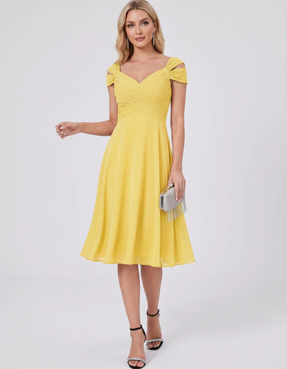 Maelys Midi Dresses — Yellow | SKU: RB-25267f-yellow-2,RB-25267f-yellow-4,RB-25267f-yellow-6,RB-25267f-yellow-8,RB-25267f-yellow-10,RB-25267f-yellow-12,RB-25267f-yellow-14,RB-25267f-yellow-16,RB-25267f-yellow-16W,RB-25267f-yellow-18W,RB-25267f-yellow-20W,RB-25267f-yellow-22W