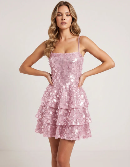 Magnolia Mini Dress — Pink | SKU: RB-ca51aa-pink-2,RB-ca51aa-pink-4,RB-ca51aa-pink-6,RB-ca51aa-pink-8,RB-ca51aa-pink-10,RB-ca51aa-pink-12,RB-ca51aa-pink-14,RB-ca51aa-pink-16,RB-ca51aa-pink-16W,RB-ca51aa-pink-18W,RB-ca51aa-pink-20W,RB-ca51aa-pink-22W