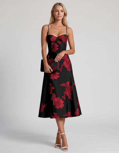 Majorelle Midi Dresses — Black Red | SKU: RB-8775c3-blackred-2,RB-8775c3-blackred-4,RB-8775c3-blackred-6,RB-8775c3-blackred-8,RB-8775c3-blackred-10,RB-8775c3-blackred-12,RB-8775c3-blackred-14,RB-8775c3-blackred-16,RB-8775c3-blackred-16W,RB-8775c3-blackred-18W,RB-8775c3-blackred-20W,RB-8775c3-blackred-22W