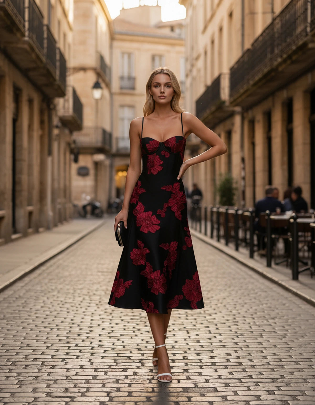 Majorelle Midi Dresses — Black Red | SKU: RB-8775c3-blackred-2,RB-8775c3-blackred-4,RB-8775c3-blackred-6,RB-8775c3-blackred-8,RB-8775c3-blackred-10,RB-8775c3-blackred-12,RB-8775c3-blackred-14,RB-8775c3-blackred-16,RB-8775c3-blackred-16W,RB-8775c3-blackred-18W,RB-8775c3-blackred-20W,RB-8775c3-blackred-22W