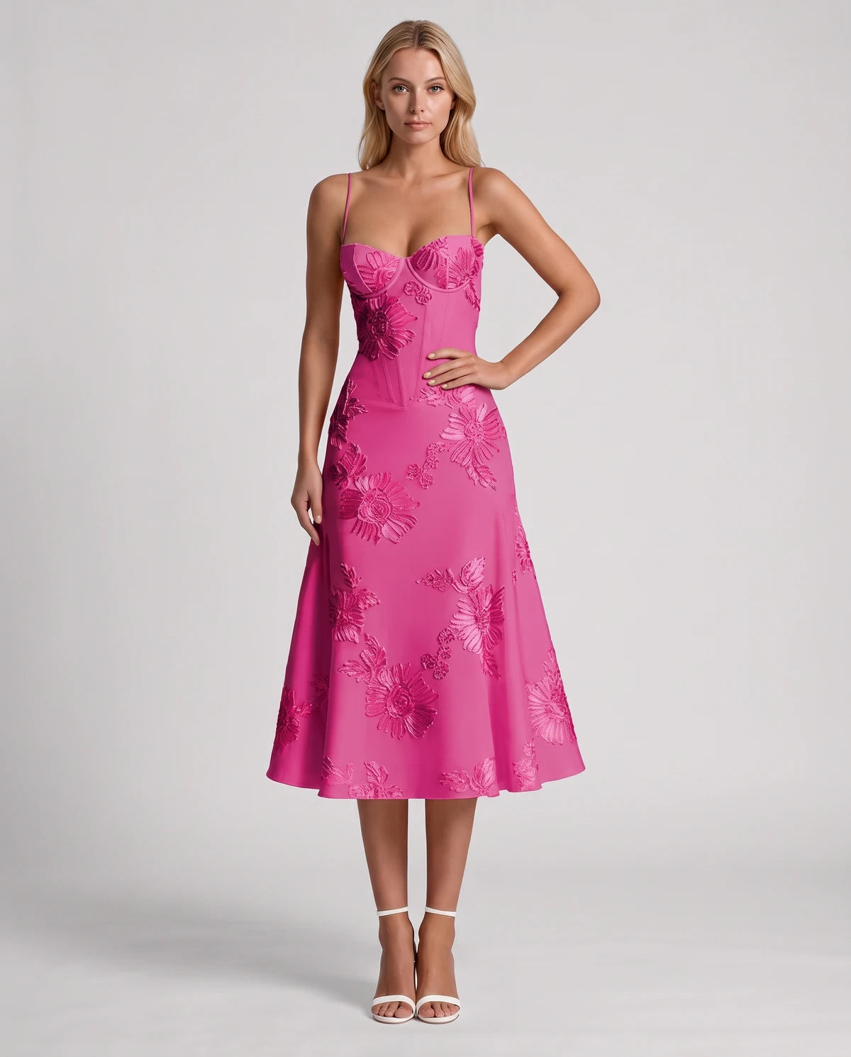 Majorelle Midi Dresses — Hot Pink