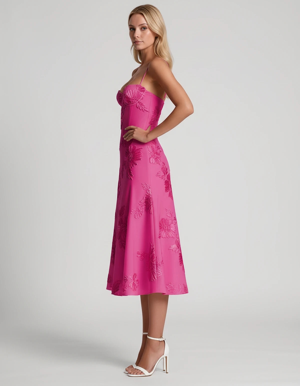 Majorelle Midi Dresses — Hot Pink | SKU: RB-8775c3-hotpink-2,RB-8775c3-hotpink-4,RB-8775c3-hotpink-6,RB-8775c3-hotpink-8,RB-8775c3-hotpink-10,RB-8775c3-hotpink-12,RB-8775c3-hotpink-14,RB-8775c3-hotpink-16,RB-8775c3-hotpink-16W,RB-8775c3-hotpink-18W,RB-8775c3-hotpink-20W,RB-8775c3-hotpink-22W