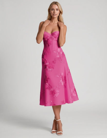 Majorelle Midi Dresses — Hot Pink | SKU: RB-8775c3-hotpink-2,RB-8775c3-hotpink-4,RB-8775c3-hotpink-6,RB-8775c3-hotpink-8,RB-8775c3-hotpink-10,RB-8775c3-hotpink-12,RB-8775c3-hotpink-14,RB-8775c3-hotpink-16,RB-8775c3-hotpink-16W,RB-8775c3-hotpink-18W,RB-8775c3-hotpink-20W,RB-8775c3-hotpink-22W