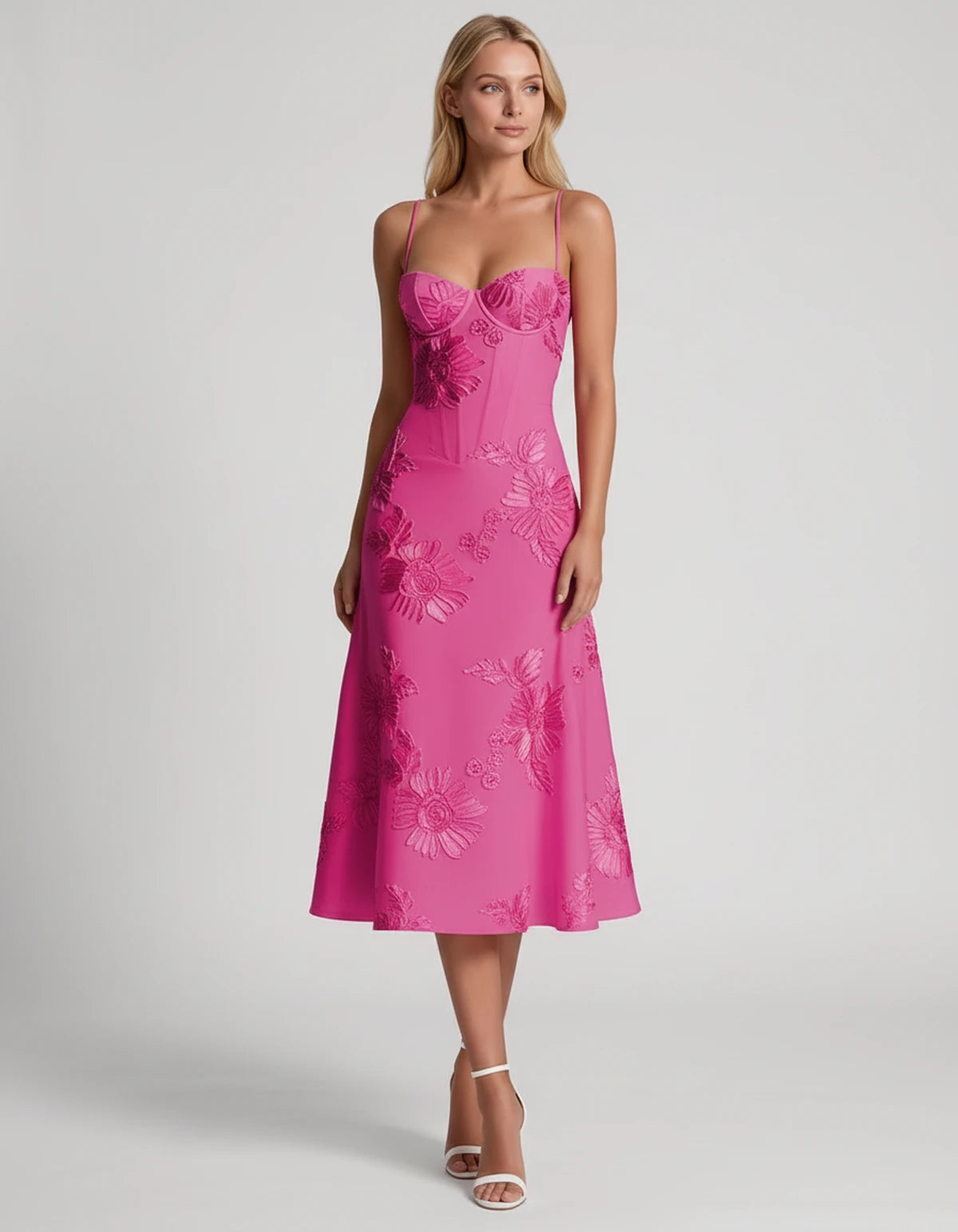 Majorelle Midi Dresses — Hot Pink | SKU: RB-8775c3-hotpink-2,RB-8775c3-hotpink-4,RB-8775c3-hotpink-6,RB-8775c3-hotpink-8,RB-8775c3-hotpink-10,RB-8775c3-hotpink-12,RB-8775c3-hotpink-14,RB-8775c3-hotpink-16,RB-8775c3-hotpink-16W,RB-8775c3-hotpink-18W,RB-8775c3-hotpink-20W,RB-8775c3-hotpink-22W