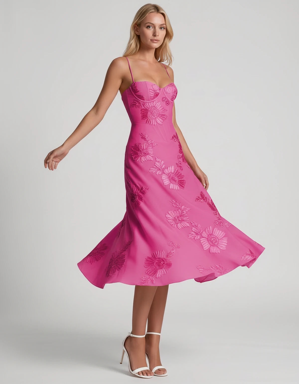 Majorelle Midi Dresses — Hot Pink | SKU: RB-8775c3-hotpink-2,RB-8775c3-hotpink-4,RB-8775c3-hotpink-6,RB-8775c3-hotpink-8,RB-8775c3-hotpink-10,RB-8775c3-hotpink-12,RB-8775c3-hotpink-14,RB-8775c3-hotpink-16,RB-8775c3-hotpink-16W,RB-8775c3-hotpink-18W,RB-8775c3-hotpink-20W,RB-8775c3-hotpink-22W