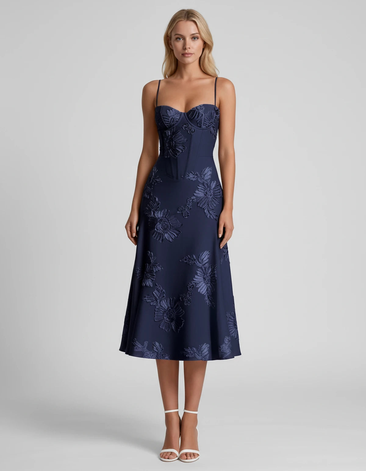 Majorelle Midi Dresses — Navy | SKU: RB-8775c3-navy-2,RB-8775c3-navy-4,RB-8775c3-navy-6,RB-8775c3-navy-8,RB-8775c3-navy-10,RB-8775c3-navy-12,RB-8775c3-navy-14,RB-8775c3-navy-16,RB-8775c3-navy-16W,RB-8775c3-navy-18W,RB-8775c3-navy-20W,RB-8775c3-navy-22W
