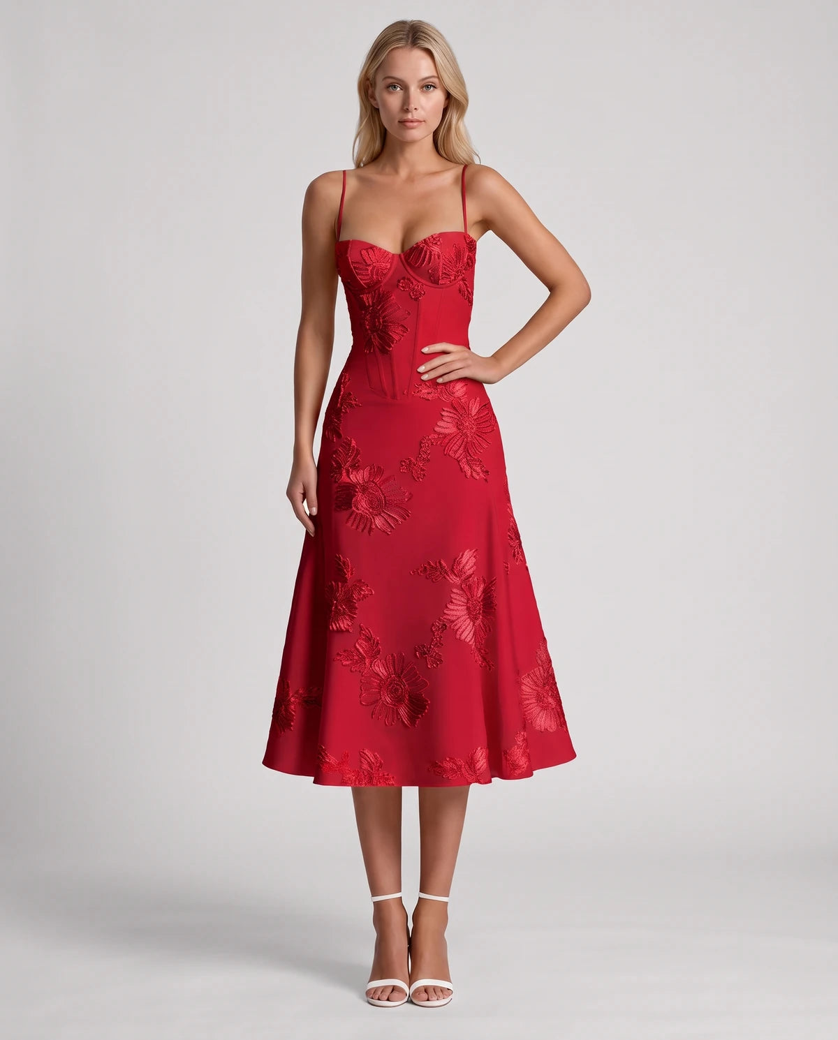 Majorelle Midi Dresses — Red