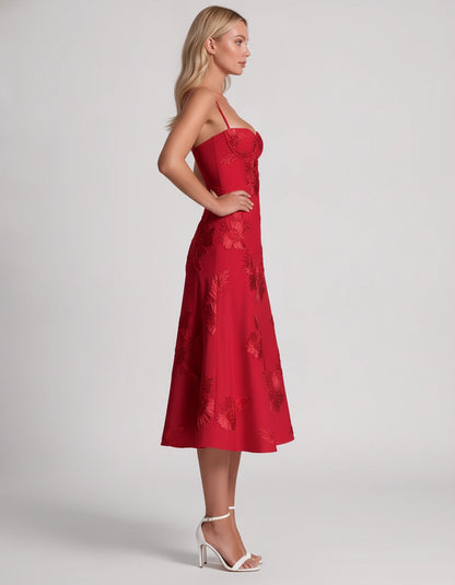 Majorelle Midi Dresses — Red | SKU: RB-8775c3-red-2,RB-8775c3-red-4,RB-8775c3-red-6,RB-8775c3-red-8,RB-8775c3-red-10,RB-8775c3-red-12,RB-8775c3-red-14,RB-8775c3-red-16,RB-8775c3-red-16W,RB-8775c3-red-18W,RB-8775c3-red-20W,RB-8775c3-red-22W