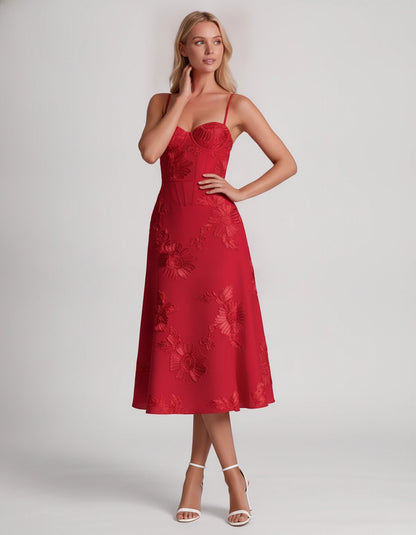 Majorelle Midi Dresses — Red | SKU: RB-8775c3-red-2,RB-8775c3-red-4,RB-8775c3-red-6,RB-8775c3-red-8,RB-8775c3-red-10,RB-8775c3-red-12,RB-8775c3-red-14,RB-8775c3-red-16,RB-8775c3-red-16W,RB-8775c3-red-18W,RB-8775c3-red-20W,RB-8775c3-red-22W