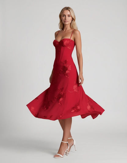 Majorelle Midi Dresses — Red | SKU: RB-8775c3-red-2,RB-8775c3-red-4,RB-8775c3-red-6,RB-8775c3-red-8,RB-8775c3-red-10,RB-8775c3-red-12,RB-8775c3-red-14,RB-8775c3-red-16,RB-8775c3-red-16W,RB-8775c3-red-18W,RB-8775c3-red-20W,RB-8775c3-red-22W