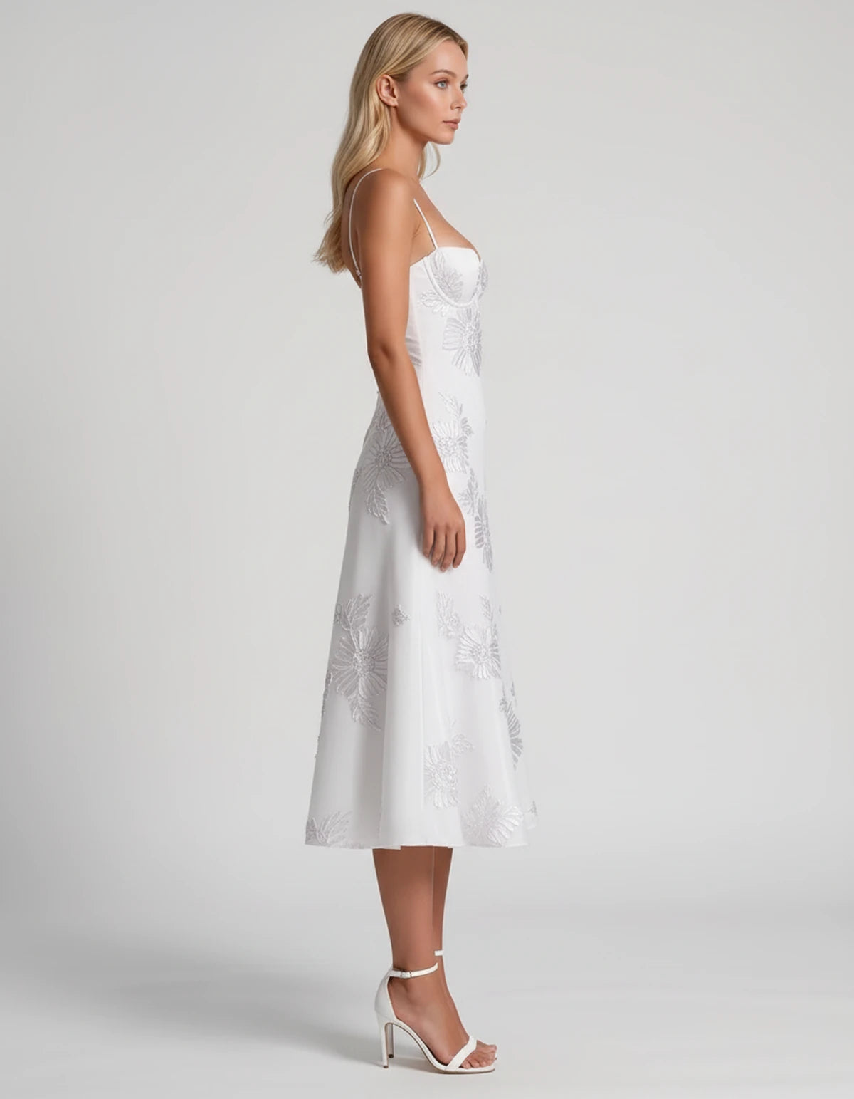 Majorelle Midi Dresses — White | SKU: RB-8775c3-white-2,RB-8775c3-white-4,RB-8775c3-white-6,RB-8775c3-white-8,RB-8775c3-white-10,RB-8775c3-white-12,RB-8775c3-white-14,RB-8775c3-white-16,RB-8775c3-white-16W,RB-8775c3-white-18W,RB-8775c3-white-20W,RB-8775c3-white-22W