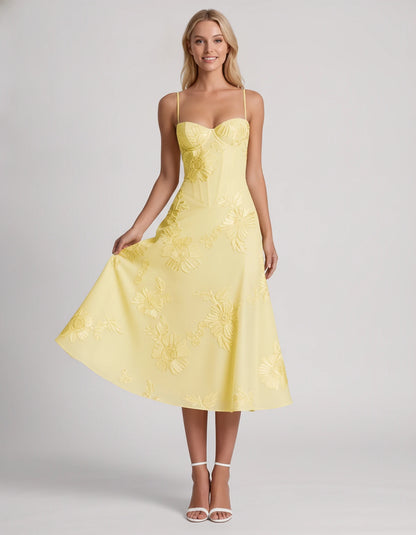 Majorelle Midi Dresses — Yellow | SKU: RB-8775c3-yellow-2,RB-8775c3-yellow-4,RB-8775c3-yellow-6,RB-8775c3-yellow-8,RB-8775c3-yellow-10,RB-8775c3-yellow-12,RB-8775c3-yellow-14,RB-8775c3-yellow-16,RB-8775c3-yellow-16W,RB-8775c3-yellow-18W,RB-8775c3-yellow-20W,RB-8775c3-yellow-22W
