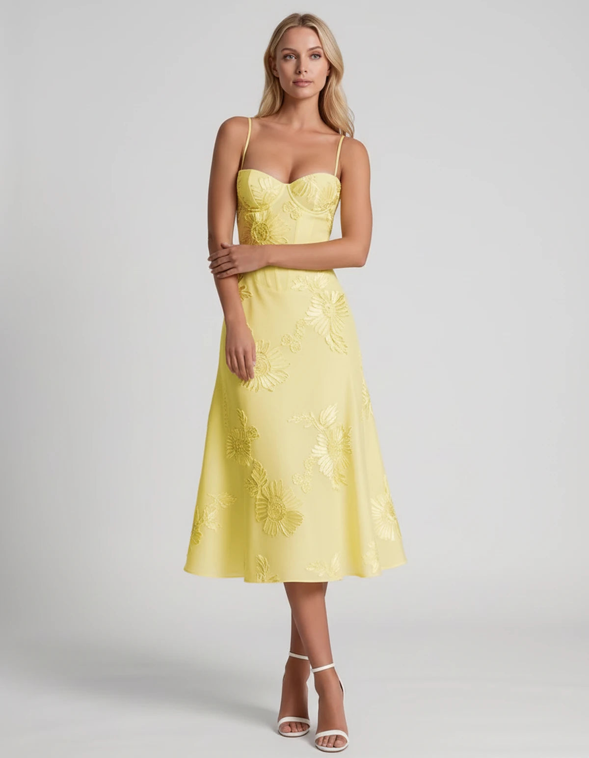 Majorelle Midi Dresses — Yellow | SKU: RB-8775c3-yellow-2,RB-8775c3-yellow-4,RB-8775c3-yellow-6,RB-8775c3-yellow-8,RB-8775c3-yellow-10,RB-8775c3-yellow-12,RB-8775c3-yellow-14,RB-8775c3-yellow-16,RB-8775c3-yellow-16W,RB-8775c3-yellow-18W,RB-8775c3-yellow-20W,RB-8775c3-yellow-22W