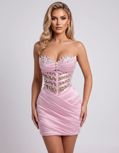 Malvina Mini Dress — Pink | SKU: RB-78b79d-pink-2,RB-78b79d-pink-4,RB-78b79d-pink-6,RB-78b79d-pink-8,RB-78b79d-pink-10,RB-78b79d-pink-12,RB-78b79d-pink-14,RB-78b79d-pink-16,RB-78b79d-pink-16W,RB-78b79d-pink-18W