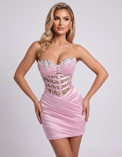 Malvina Mini Dress — Pink | SKU: RB-78b79d-pink-2,RB-78b79d-pink-4,RB-78b79d-pink-6,RB-78b79d-pink-8,RB-78b79d-pink-10,RB-78b79d-pink-12,RB-78b79d-pink-14,RB-78b79d-pink-16,RB-78b79d-pink-16W,RB-78b79d-pink-18W