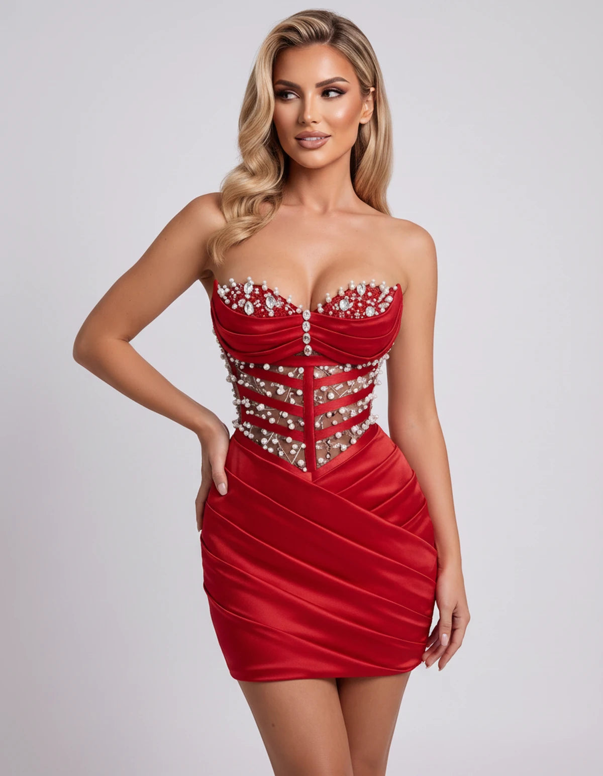 Malvina Mini Dress — Red | SKU: RB-78b79d-red-2,RB-78b79d-red-4,RB-78b79d-red-6,RB-78b79d-red-8,RB-78b79d-red-10,RB-78b79d-red-12,RB-78b79d-red-14,RB-78b79d-red-16,RB-78b79d-red-16W,RB-78b79d-red-18W
