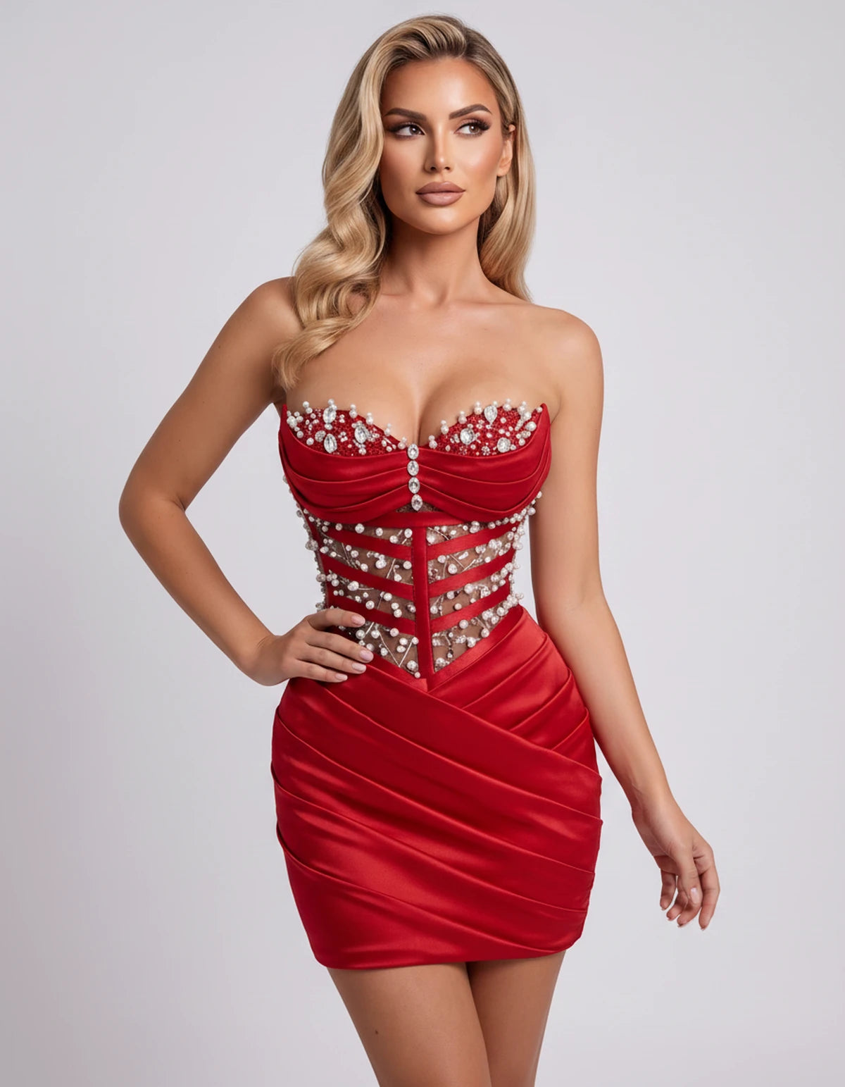 Malvina Mini Dress — Red | SKU: RB-78b79d-red-2,RB-78b79d-red-4,RB-78b79d-red-6,RB-78b79d-red-8,RB-78b79d-red-10,RB-78b79d-red-12,RB-78b79d-red-14,RB-78b79d-red-16,RB-78b79d-red-16W,RB-78b79d-red-18W