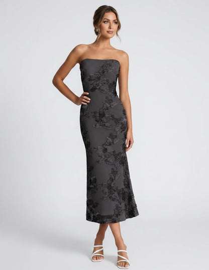 Mandarine Midi Dresses — Black | SKU: RB-257a52-black-2,RB-257a52-black-4,RB-257a52-black-6,RB-257a52-black-8,RB-257a52-black-10,RB-257a52-black-12,RB-257a52-black-14,RB-257a52-black-16,RB-257a52-black-16W,RB-257a52-black-18W,RB-257a52-black-20W,RB-257a52-black-22W